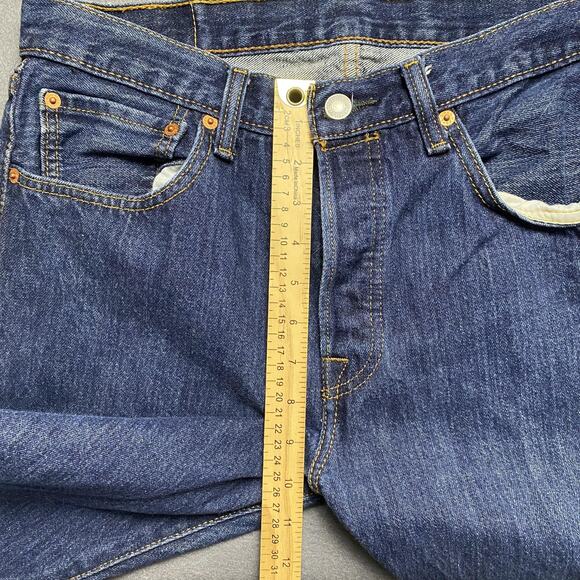 Levis 501 Jeans Mens 30x28 Blue Denim Straight Leg Button Fly Classic Pants - Picture 14 of 16